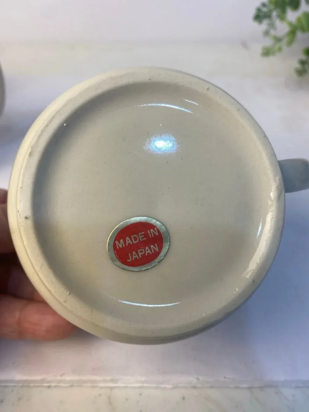 Vintage Morton Salt 7 Pc Ceramic Set - 4 Mugs, Lidded Sugar Bowl & Creamer Japan